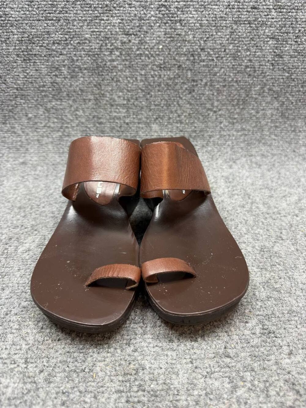 Hokus Pokus Leather Slide Sandals Brown Platform Women US 7M
